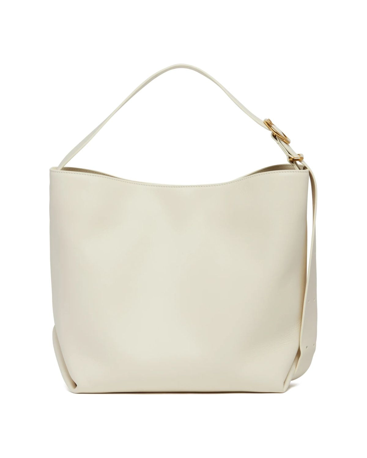 JIL SANDER Women's White Calf Leather Medium Tote Crossbody Handbag SS24