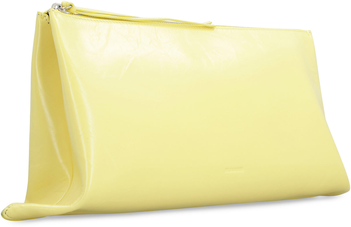 黄色皮革手拿包-女士SS23系列