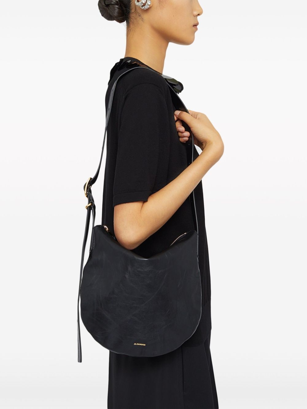 JIL SANDER Black Leather Shoulder and Crossbody Bag for Women - SS24 Collection