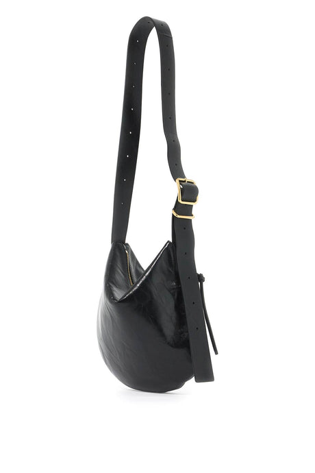 JIL SANDER Mini Moon Crinkled Leather Shoulder Handbag