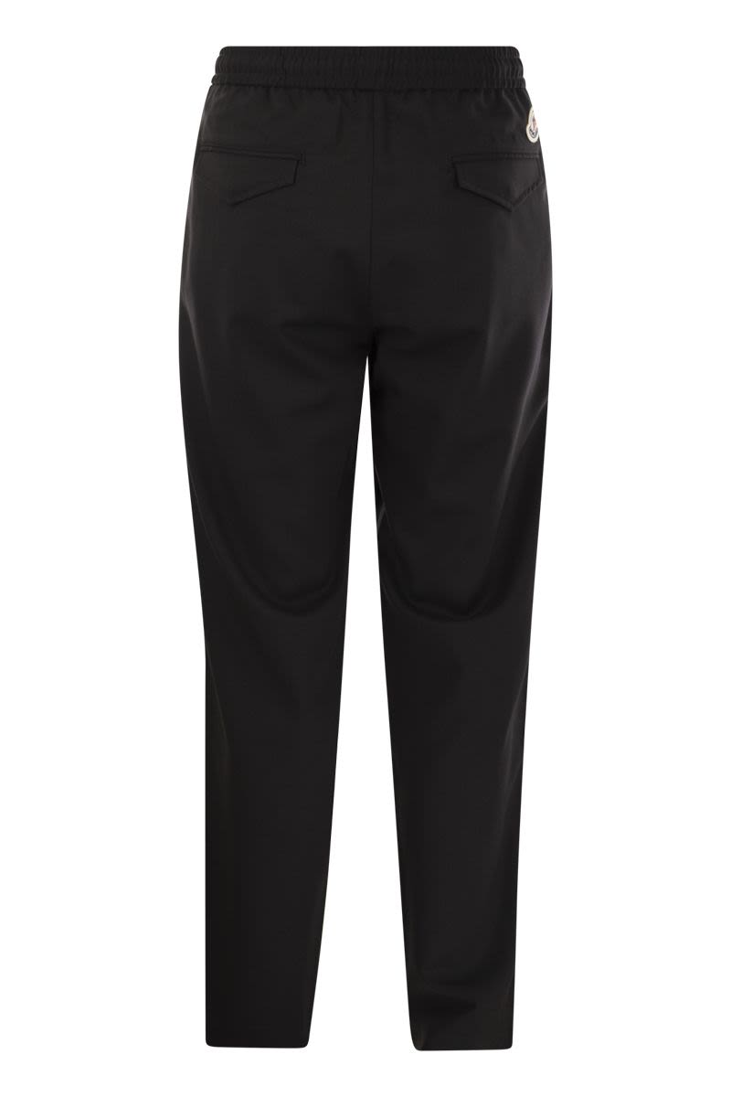 MONCLER Black Wool Gabardine Joggers for Men