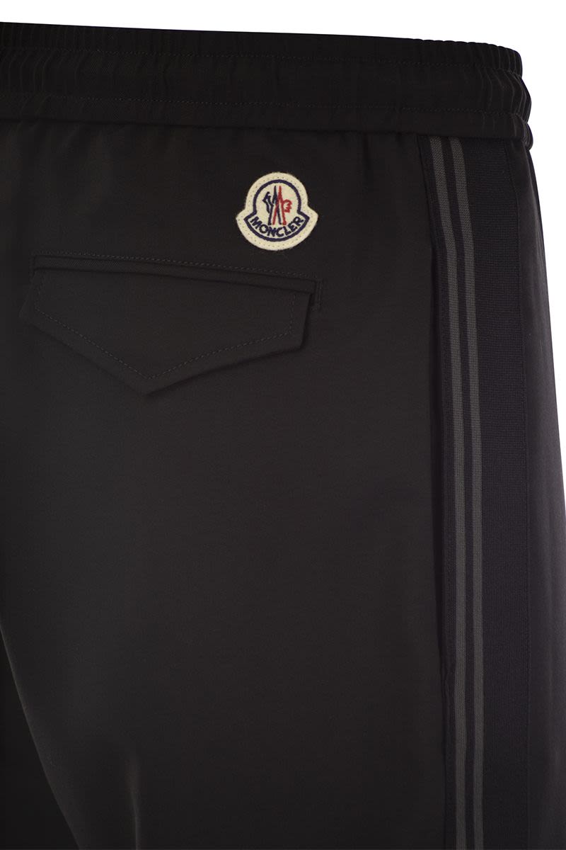 MONCLER Black Wool Gabardine Joggers for Men