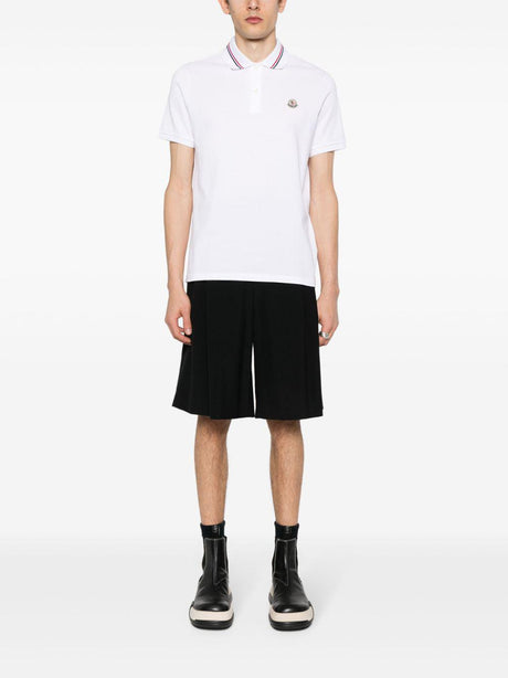 MONCLER Men's White Short Sleeve Polo Shirt for Spring/Summer 2024