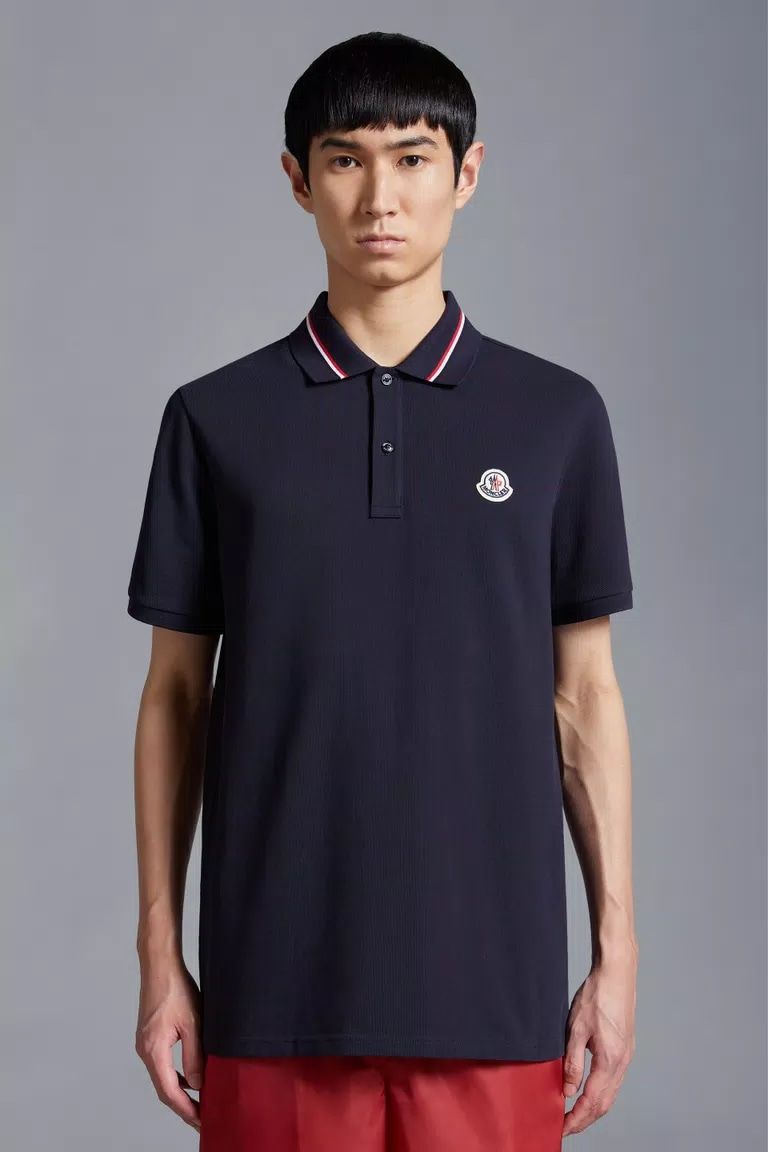 MONCLER Men's Short Sleeve Polo Shirt in Blue for SS24