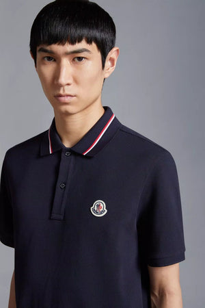 MONCLER Men's Short Sleeve Polo Shirt in Blue for SS24