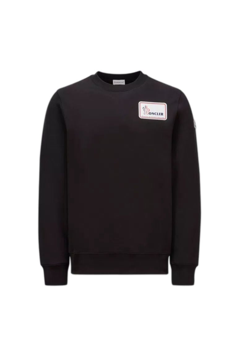 MONCLER Classic Crewneck Sweatshirt with Logoed Design - Black