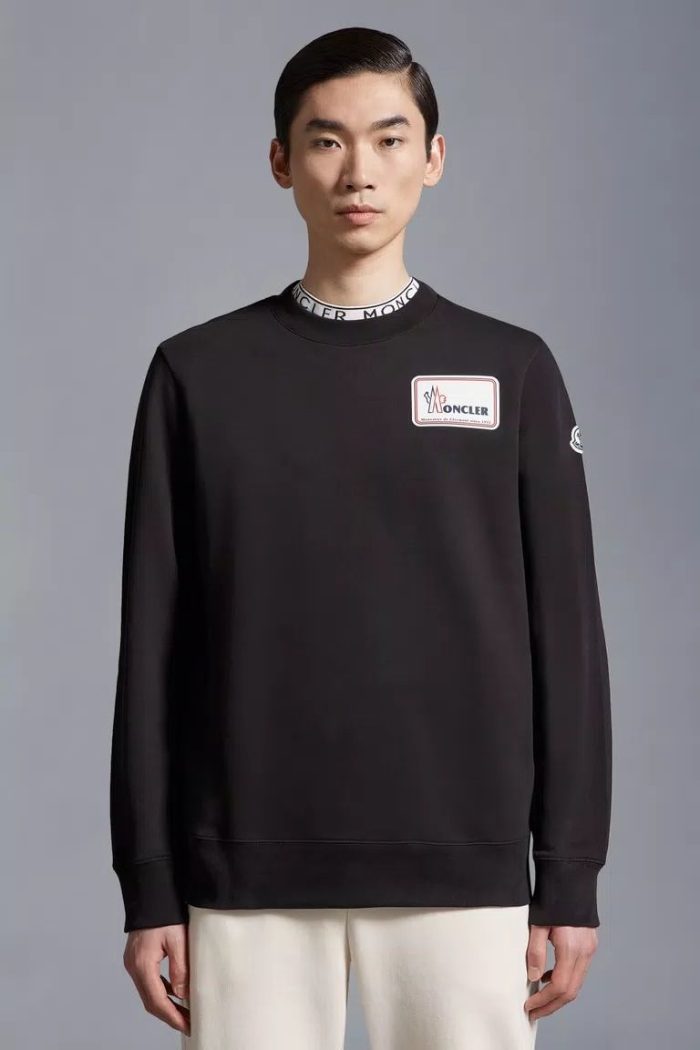 Áo sweatshirt cổ tròn thiết kế logo - Đen