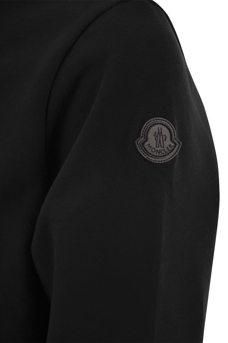 MONCLER Black Cotton Sweatshirt with Logo Patches for Men