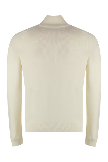 MONCLER Men's Panna Knit Sweater with Logo Patch and Ribbed Edges
