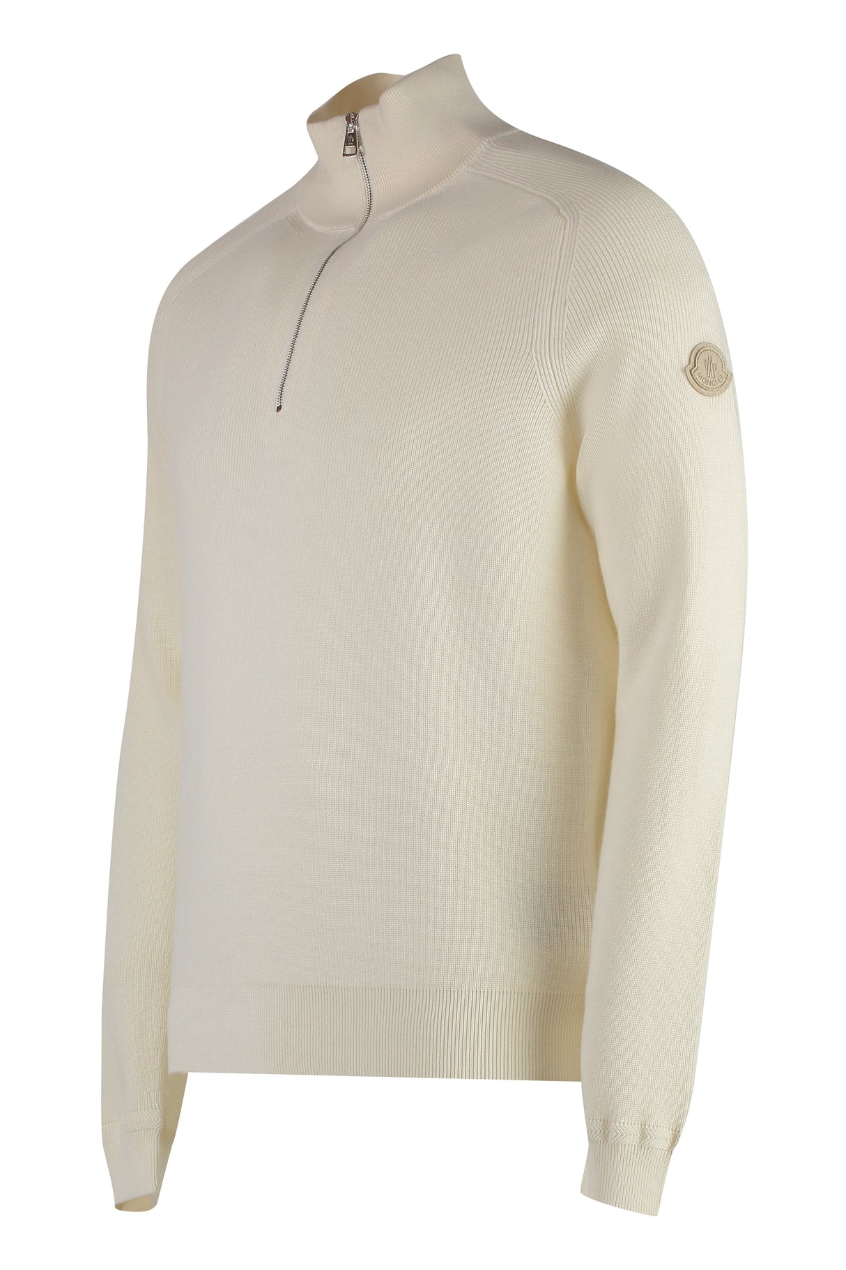 MONCLER Men's Panna Knit Sweater with Logo Patch and Ribbed Edges