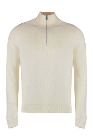 MONCLER Men's Panna Knit Sweater with Logo Patch and Ribbed Edges