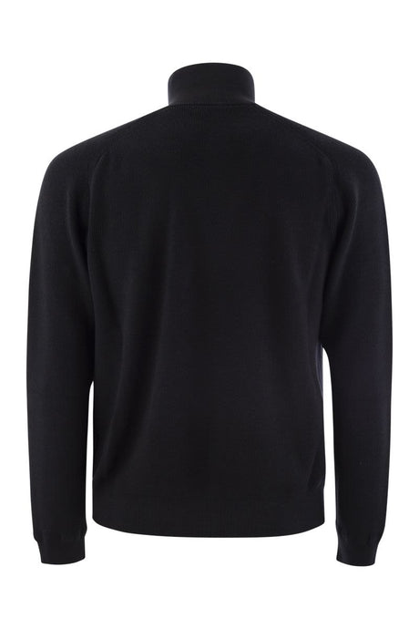 Blue Cotton Blend Logo Sweater for Men