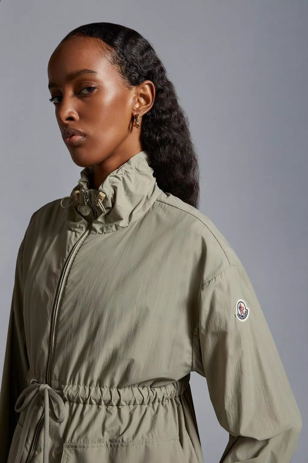 MONCLER Grey Short Parka Jacket for Women - Spring/Summer 2024