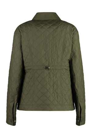 時尚綠色科技布女士夾克，附有標誌貼布和前面兩個口袋