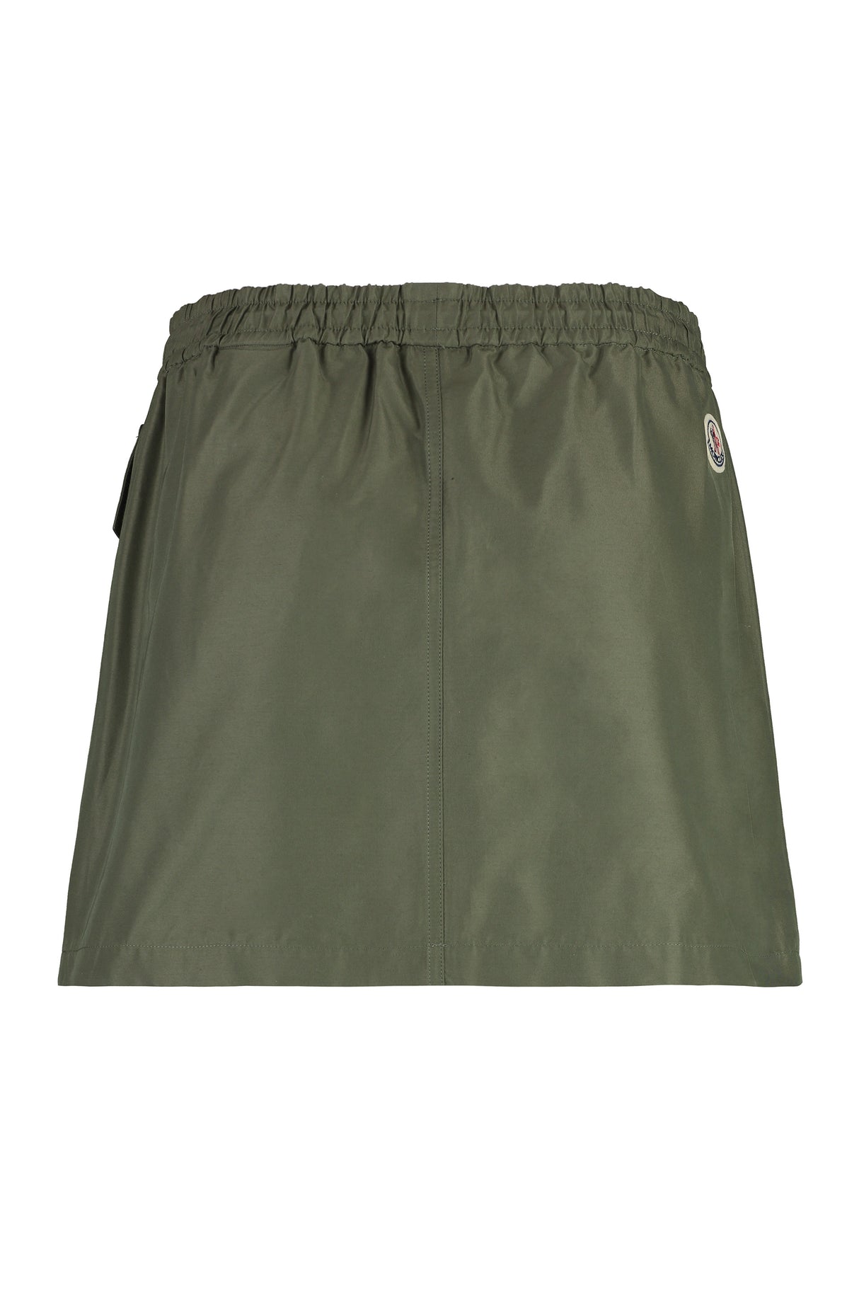 MONCLER Green Taffeta Mini Skirt with Adjustable Waistband and Logo Patch - SS24 Collection