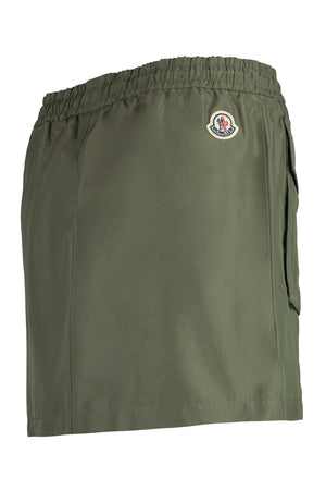 MONCLER Green Taffeta Mini Skirt with Adjustable Waistband and Logo Patch - SS24 Collection