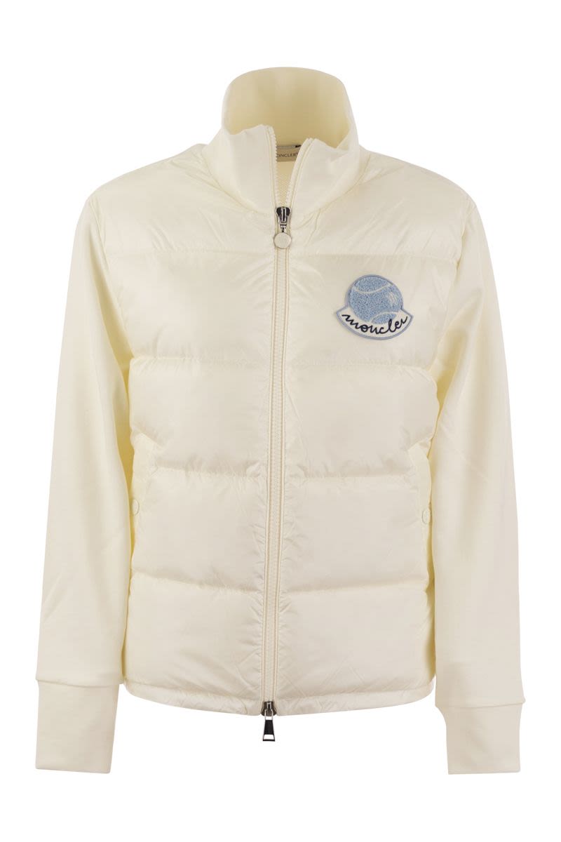 MONCLER Tennis-Inspired Padded Sweatshirt with High Collar and Logo Quilting