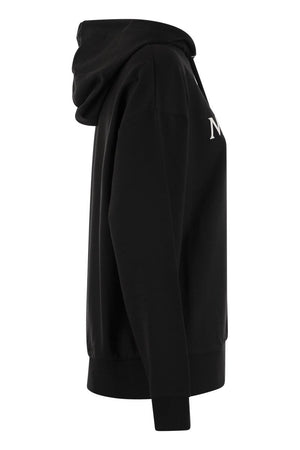 女性用刺繍入りブラックフーディー - クラシックモンクレールスタイル