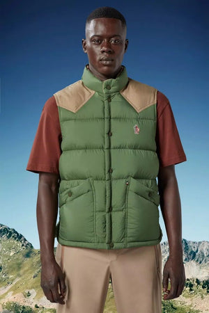 MONCLER MEN'S GREEN DOWN VEST FOR SS24