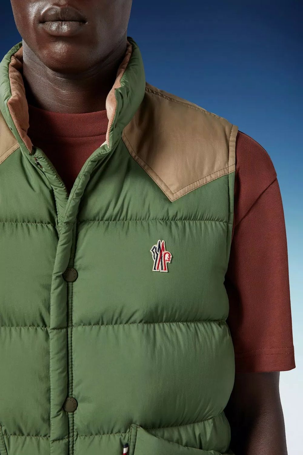 MONCLER MEN'S GREEN DOWN VEST FOR SS24