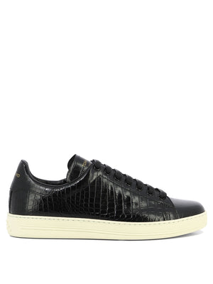 TOM FORD Luxury Croc-Print Leather Sneakers