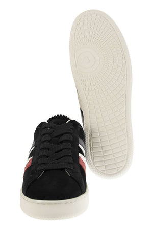 MONCLER Luxury Suede Monogram Trainers for Men - Low-cut, Lace-up, Monogram Detail