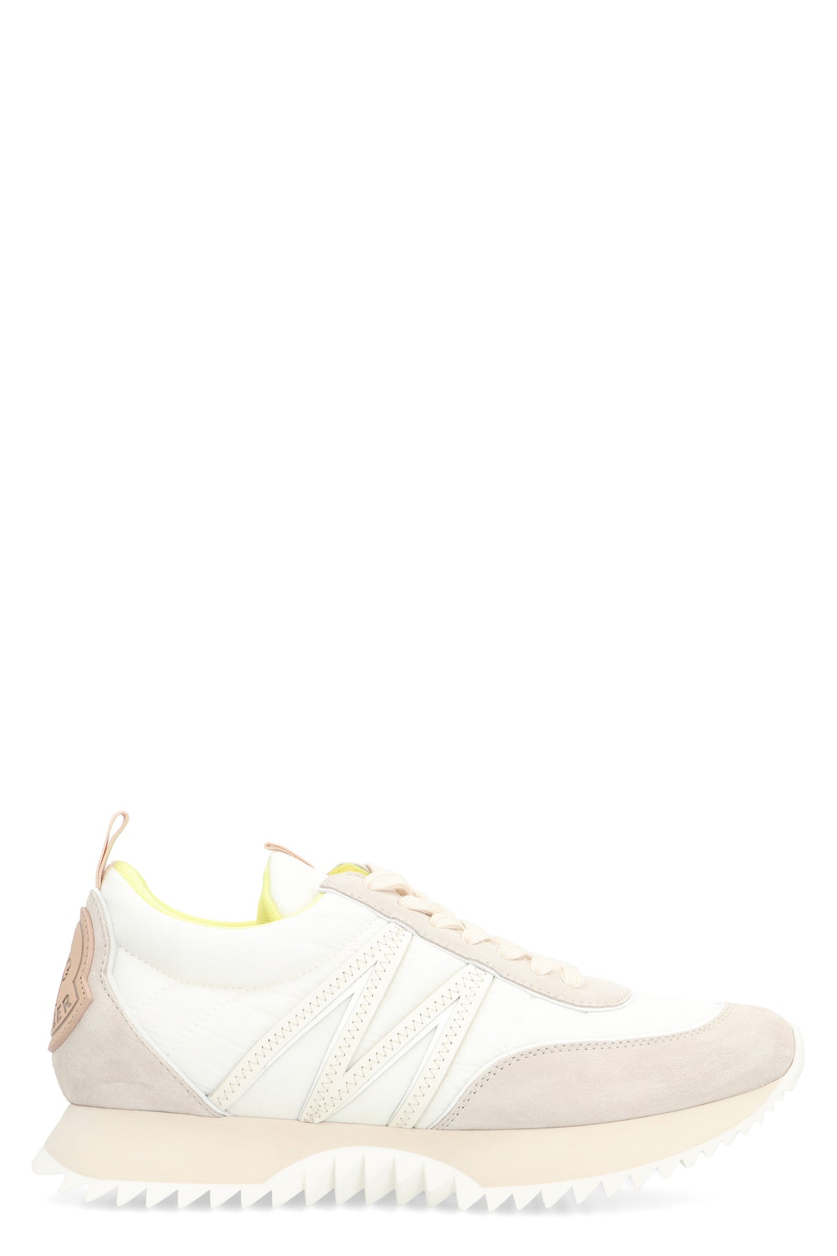 MONCLER White Low-Top Sneakers with Leather Inserts for Women