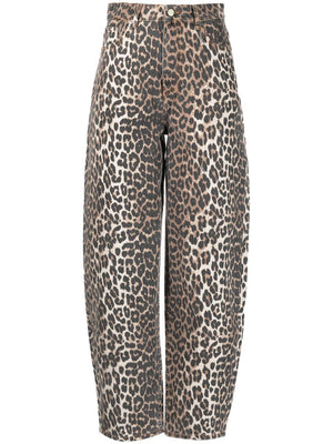 GANNI Leopard Print Jean Pants for Women - FW24 Collection