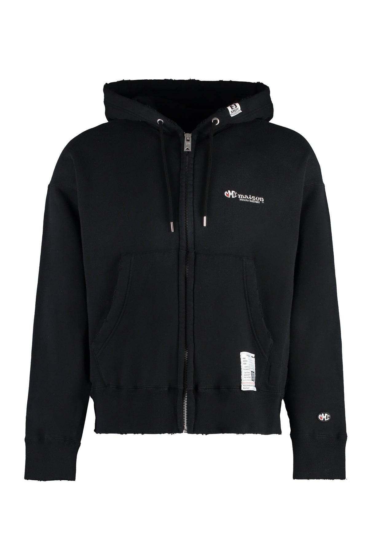 MAISON MIHARA YASUHIRO	 Men's Black Full-Zip Hoodie for FW23 Season