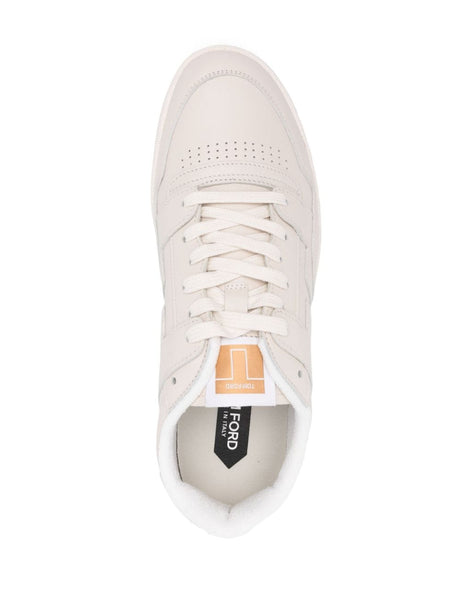 TOM FORD Men's Leather Panelled Sneakers - Round Toe Design