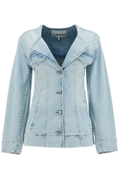 GANNI Slim Fit Organic Stretch Denim Blazer