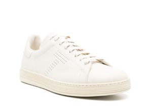 TOM FORD Light Beige Perforated Leather Sneakers for Men