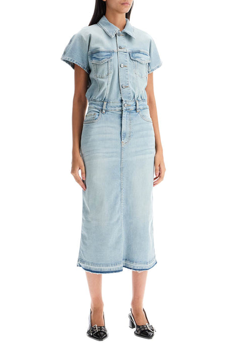 GANNI Organic Stretch Denim Midi Dress Size 8