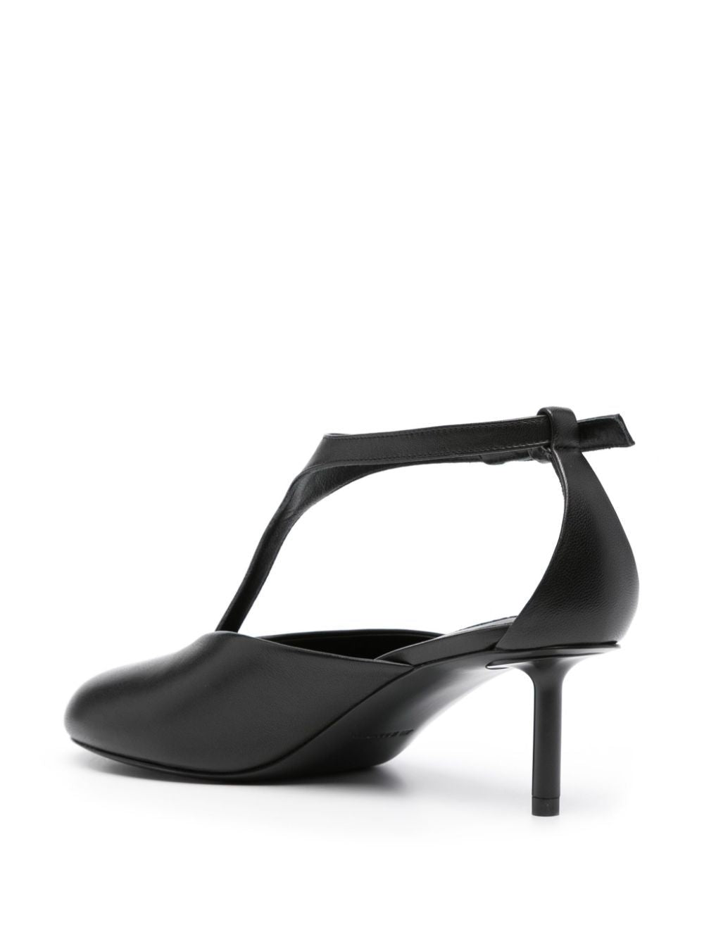 JIL SANDER Leather Round Toe Pumps with Adjustable Strap, 4 cm Heel