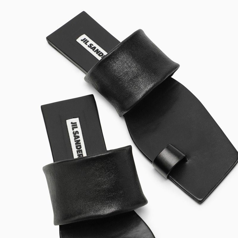 Black Leather Low Sandals for Women by Jil Sander - SS24 Collection