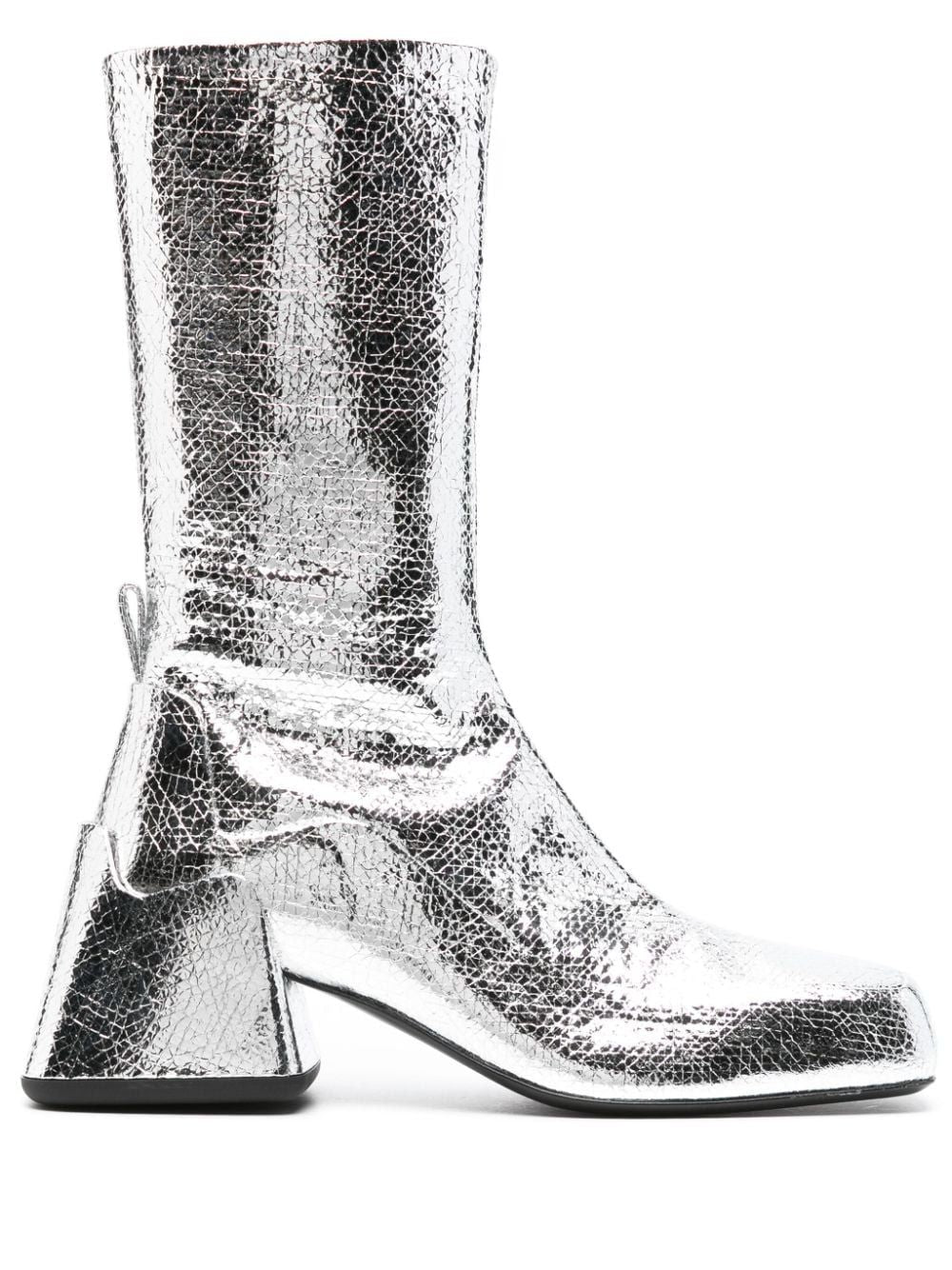 Silver Laminated Leather Boots for Women