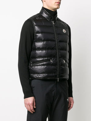 MONCLER Sleek Nylon Vest with Leather Detail