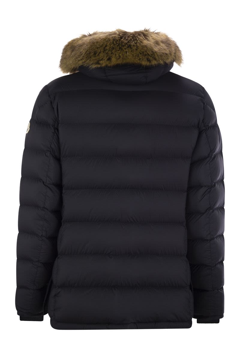 MONCLER Long Down Jacket with Removable Hood for Men