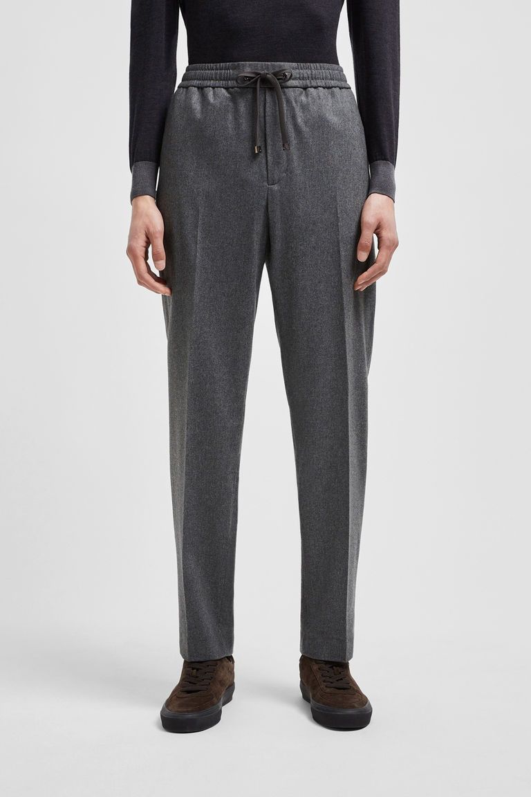 MONCLER Cashmere Blend Trousers with Adjustable Drawstring Waist - FW24