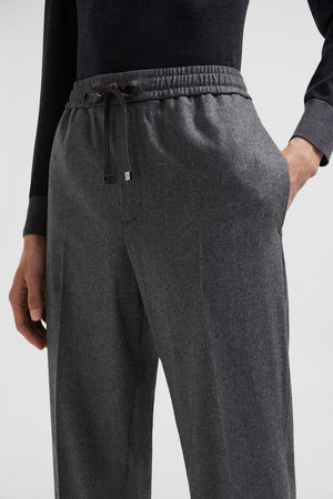 MONCLER Cashmere Blend Trousers with Adjustable Drawstring Waist - FW24