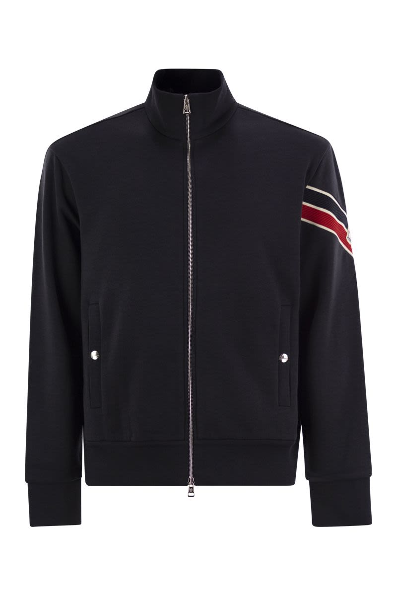 MONCLER Tri-Color Hem Zip Sweatshirt