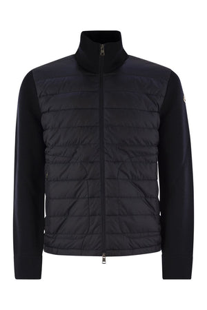 MONCLER Quilted Wool Blend Cardigan with Down Filling