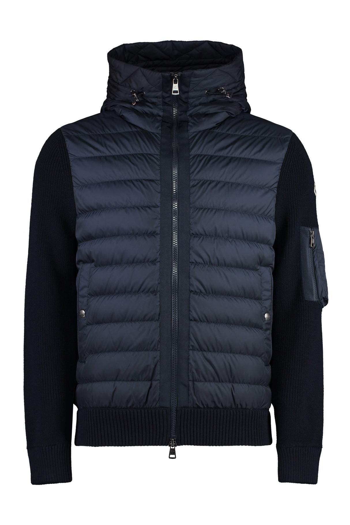 MONCLER Men's Padded Front Panel Cardigan with Adjustable Hood