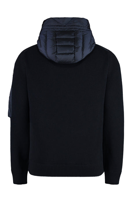 MONCLER Men's Padded Front Panel Cardigan with Adjustable Hood