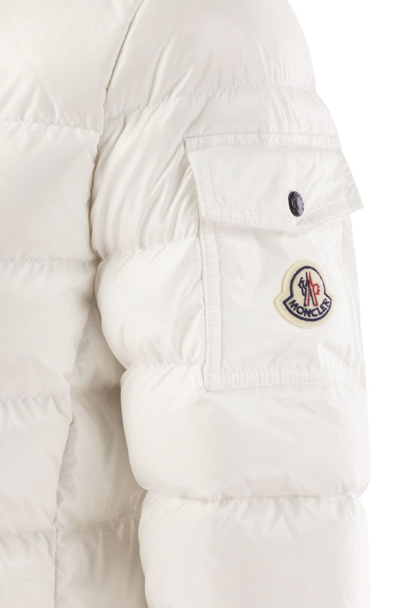 MONCLER Glossy Short Puffer Jacket with Removable Hood