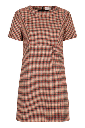 MONCLER Chic Gingham Wool-Blend Mini Dress