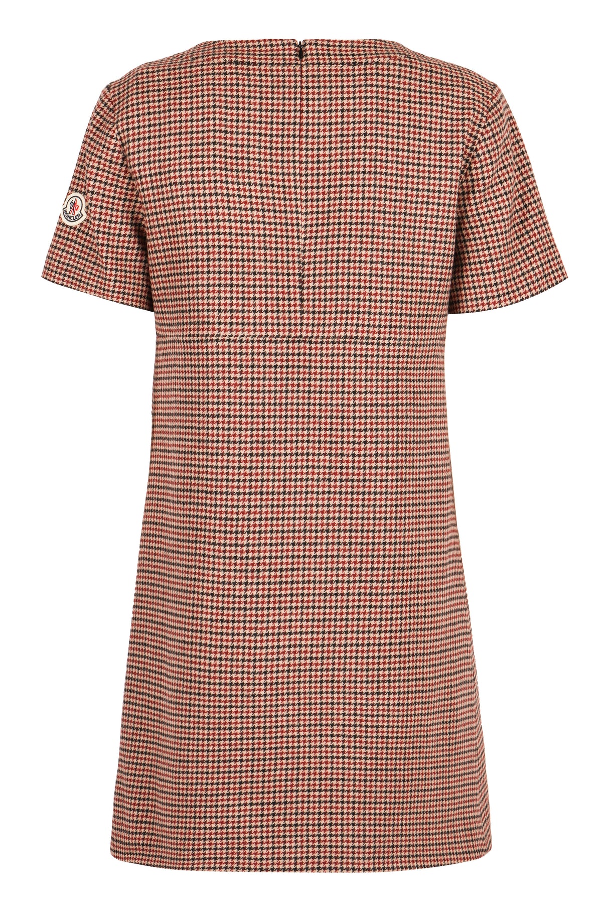 MONCLER Chic Gingham Wool-Blend Mini Dress