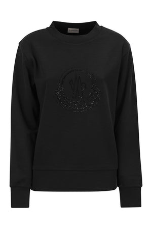 MONCLER LOGO SWEATSHIRT WITH CRYSTALS