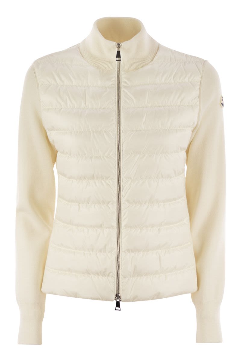 MONCLER Elegant Padded Wool Zip Cardigan