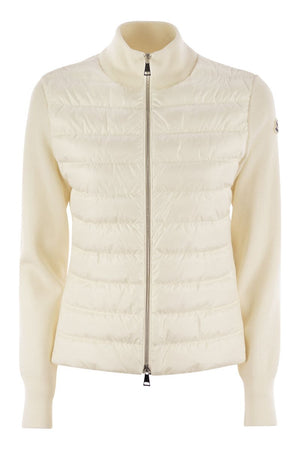 MONCLER Elegant Padded Wool Zip Cardigan